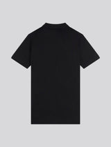 Mens Stripe Textured Zip Polo Shirt in Black Bright White DHM