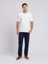 Mens Textured Double Horsemen Polo Shirt in Bright White