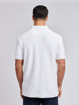 Mens Textured Double Horsemen Polo Shirt in Bright White