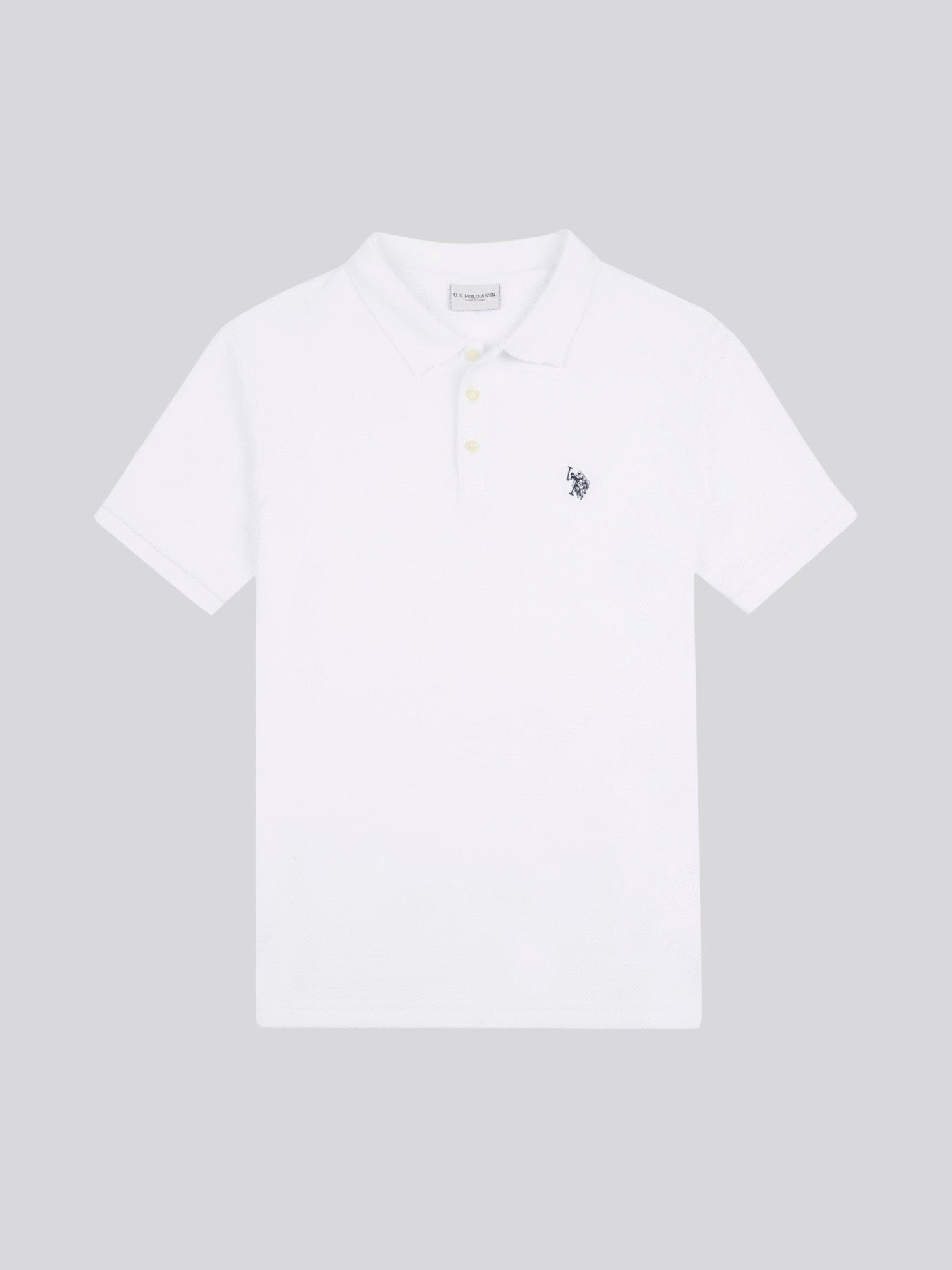 Mens Textured Double Horsemen Polo Shirt in Bright White