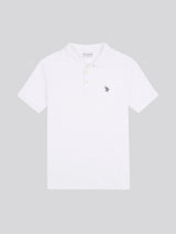 Mens Textured Double Horsemen Polo Shirt in Bright White