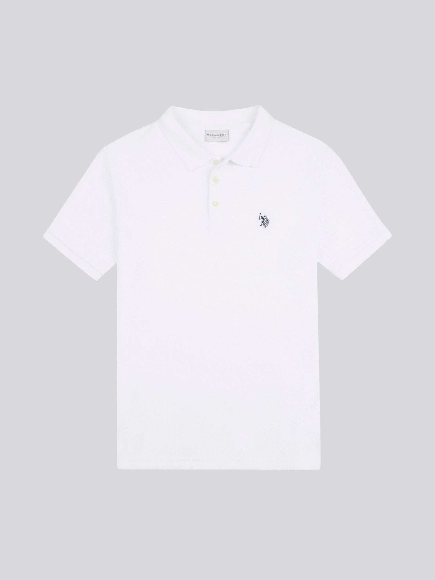 Mens Textured Double Horsemen Polo Shirt in Bright White