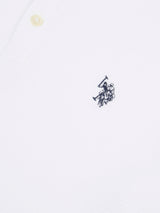 Mens Textured Double Horsemen Polo Shirt in Bright White