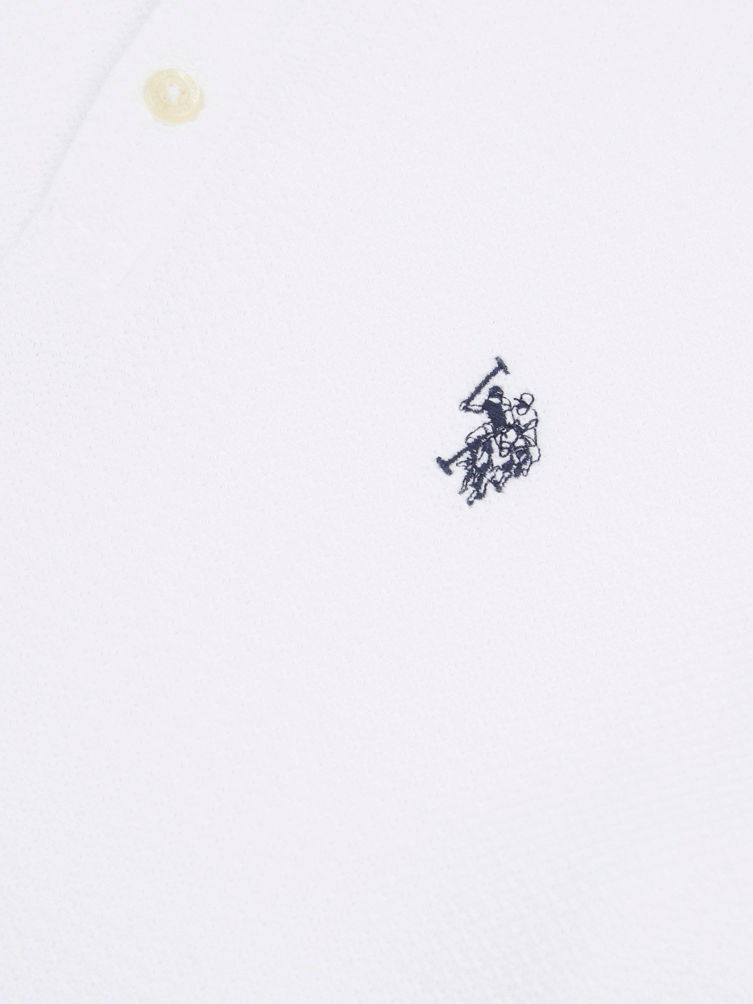 Mens Textured Double Horsemen Polo Shirt in Bright White