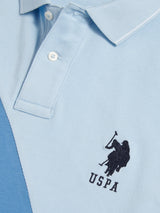 Mens Sash Pique Polo Shirt Chambray Blue