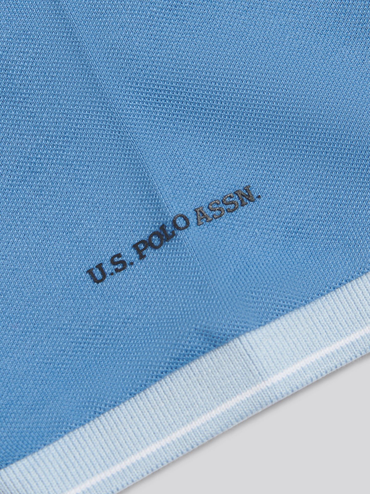 Mens Sash Pique Polo Shirt Chambray Blue
