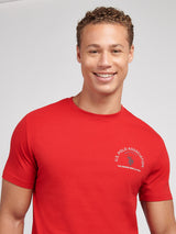 Mens Front/Back Print Graphic T-Shirt in Haute Red