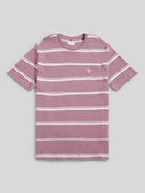 Mens Terry Stripe T-Shirt in Elderberry