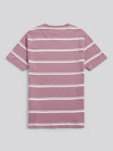 Mens Terry Stripe T-Shirt in Elderberry