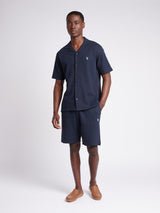 Mens Waffle Texture Revere Shirt in Dark Sapphire Navy
