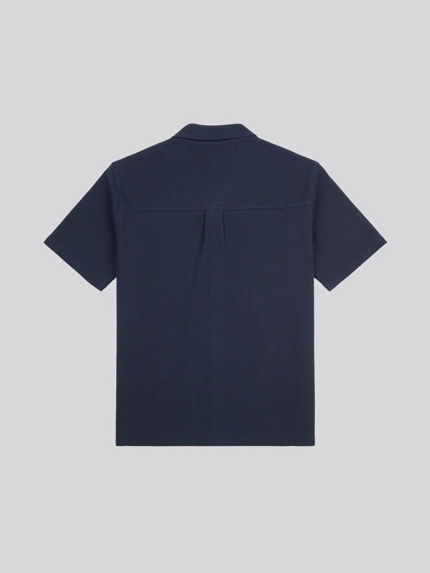 Mens Waffle Texture Revere Shirt in Dark Sapphire Navy