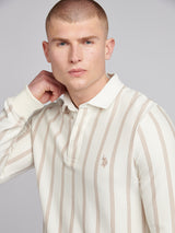 Mens Vertical Stripe Sweat Rugby in Whisper White