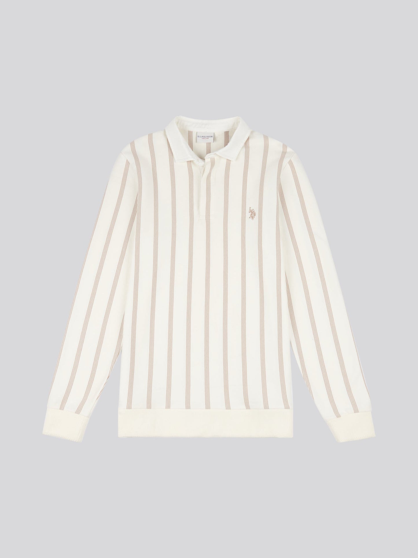 Mens Vertical Stripe Sweat Rugby in Whisper White