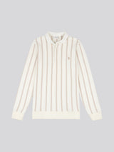 Mens Vertical Stripe Sweat Rugby in Whisper White