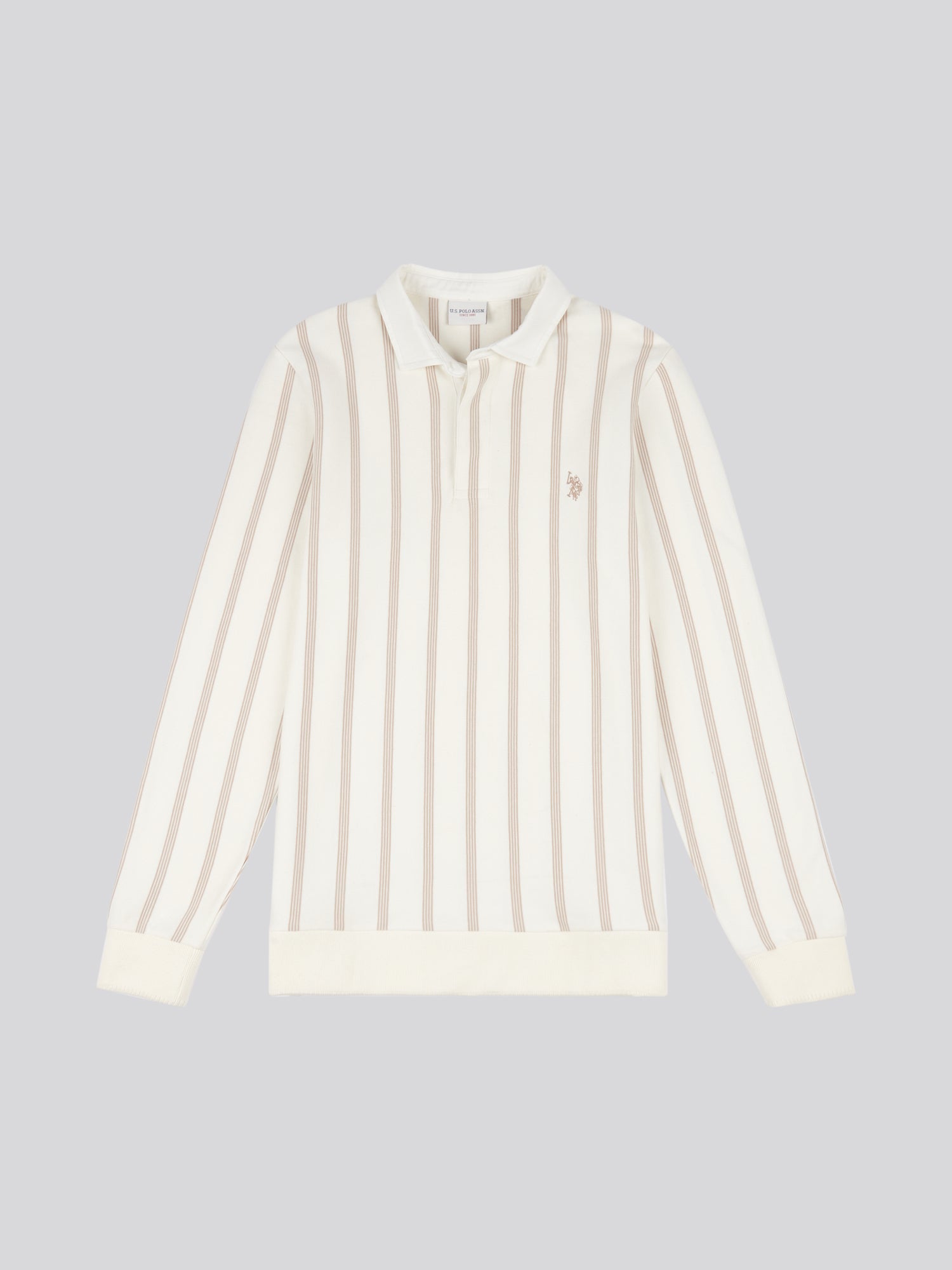 Mens Vertical Stripe Sweat Rugby in Whisper White