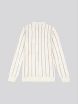 Mens Vertical Stripe Sweat Rugby in Whisper White