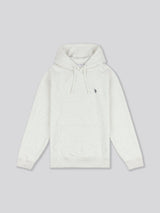 Mens Double Horsemen Herringbone Hoodie in Light Grey Marl