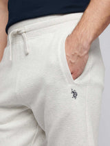Mens Double Horsemen Herringbone Sweat Short Light Grey Marl