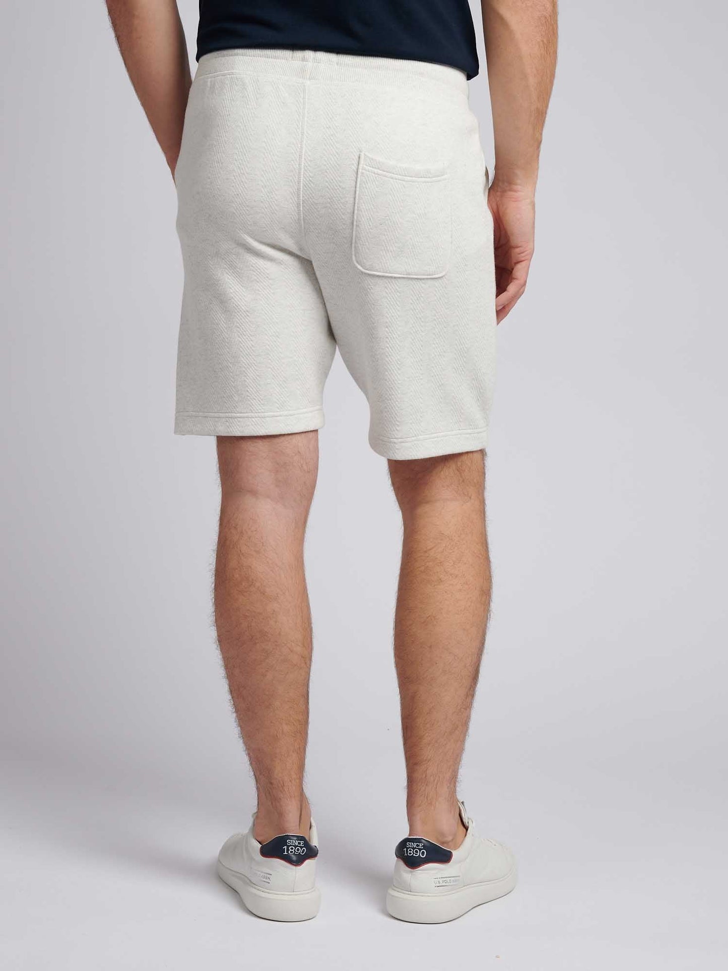 Mens Double Horsemen Herringbone Sweat Short Light Grey Marl