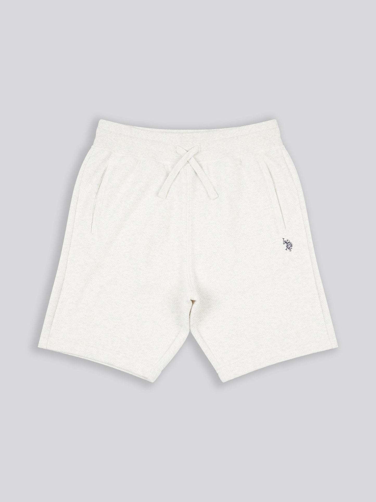 Mens Double Horsemen Herringbone Sweat Short Light Grey Marl