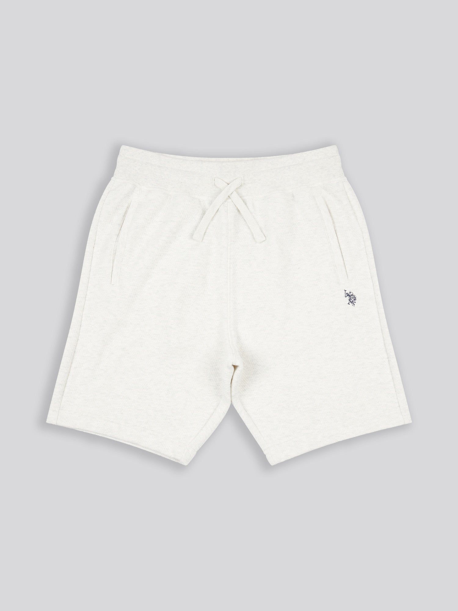 Mens Double Horsemen Herringbone Sweat Short Light Grey Marl