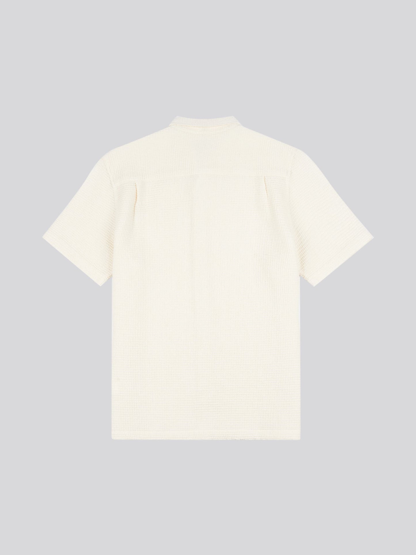 Mens  Textured Waffle Short Sleeve Shirt in Bright White