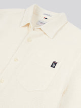 Mens  Textured Waffle Short Sleeve Shirt in Bright White