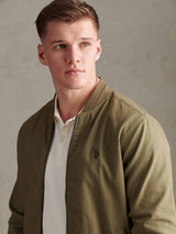 Mens Linen Blend Classic Bomber Deep Lichen Green