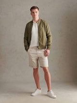 Mens Linen Blend Classic Bomber Deep Lichen Green