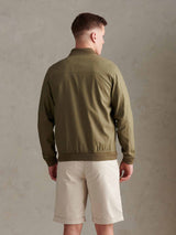Mens Linen Blend Classic Bomber Deep Lichen Green