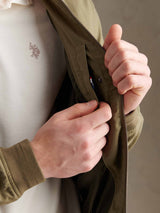 Mens Linen Blend Classic Bomber Deep Lichen Green