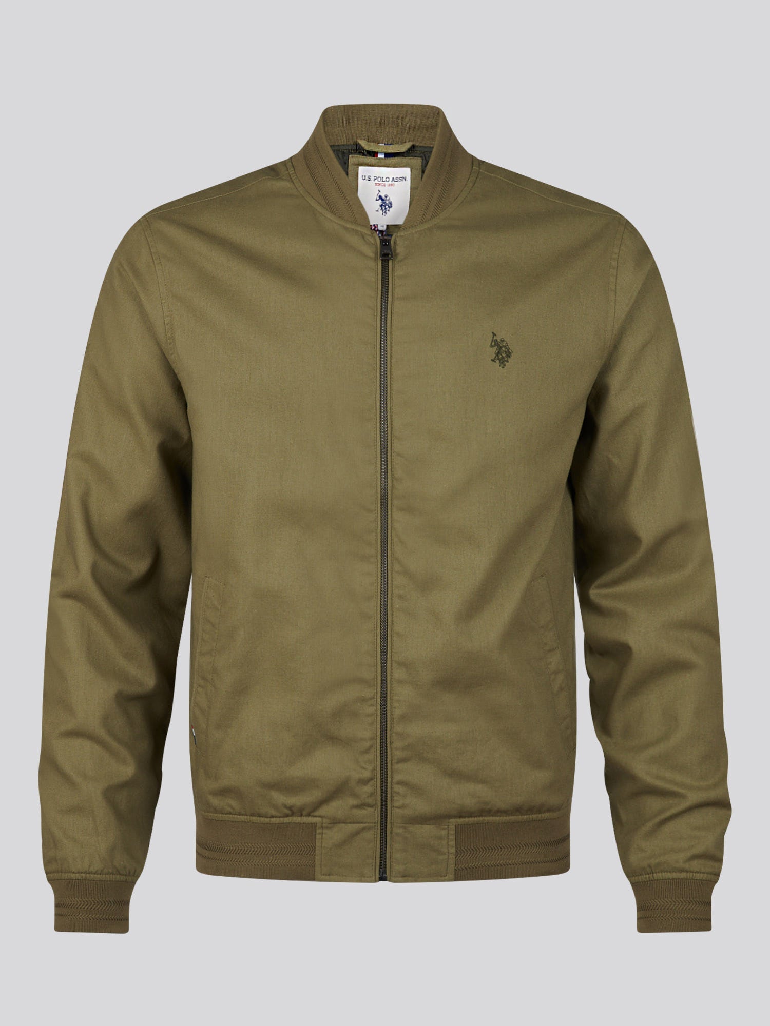 Mens Linen Blend Classic Bomber Deep Lichen Green