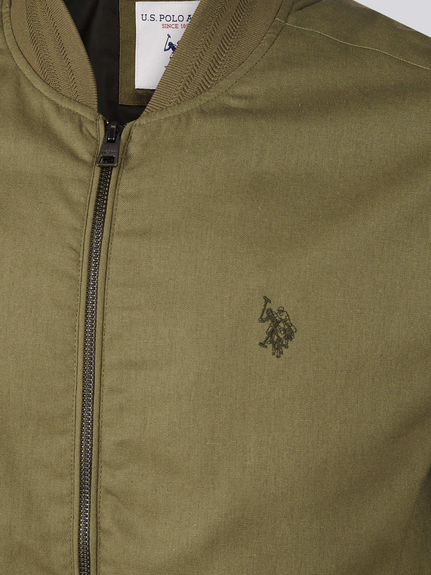 Mens Linen Blend Classic Bomber Deep Lichen Green