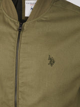 Mens Linen Blend Classic Bomber Deep Lichen Green