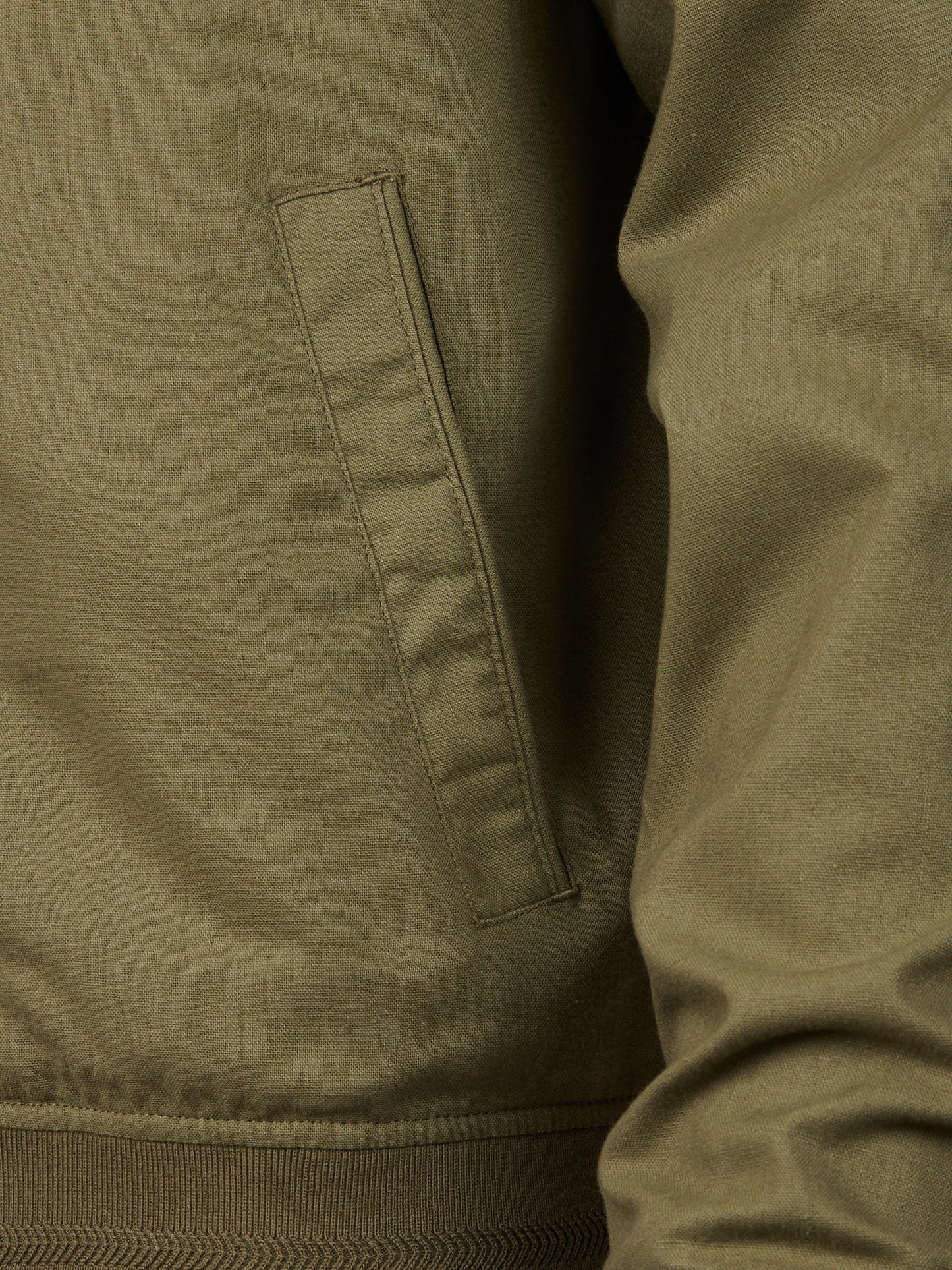 Mens Linen Blend Classic Bomber Deep Lichen Green