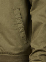 Mens Linen Blend Classic Bomber Deep Lichen Green