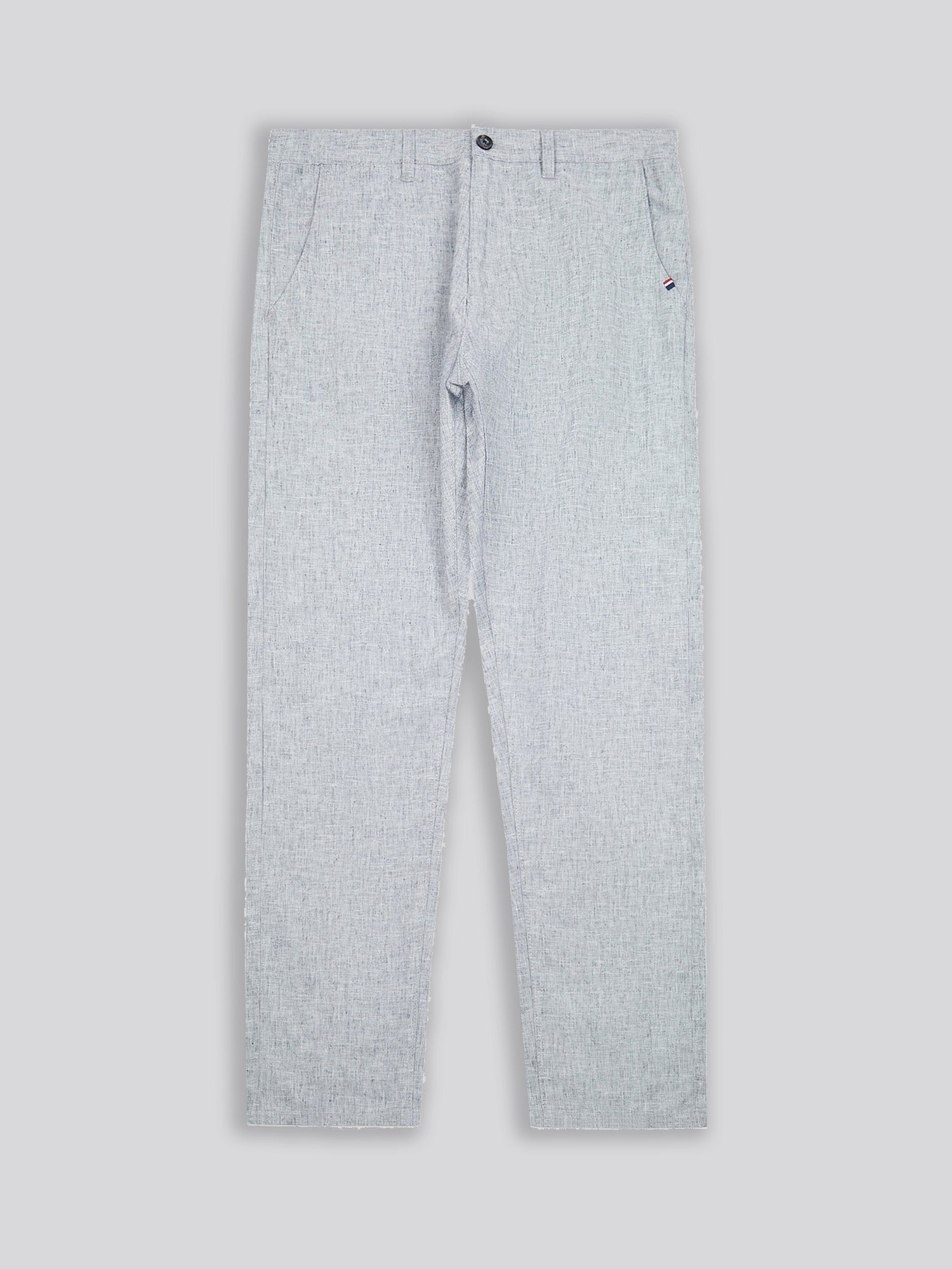 Mens Linen Blend Yarn Dyed Woven Trouser in Dark Sapphire Navy / Moonlight Blue DHM