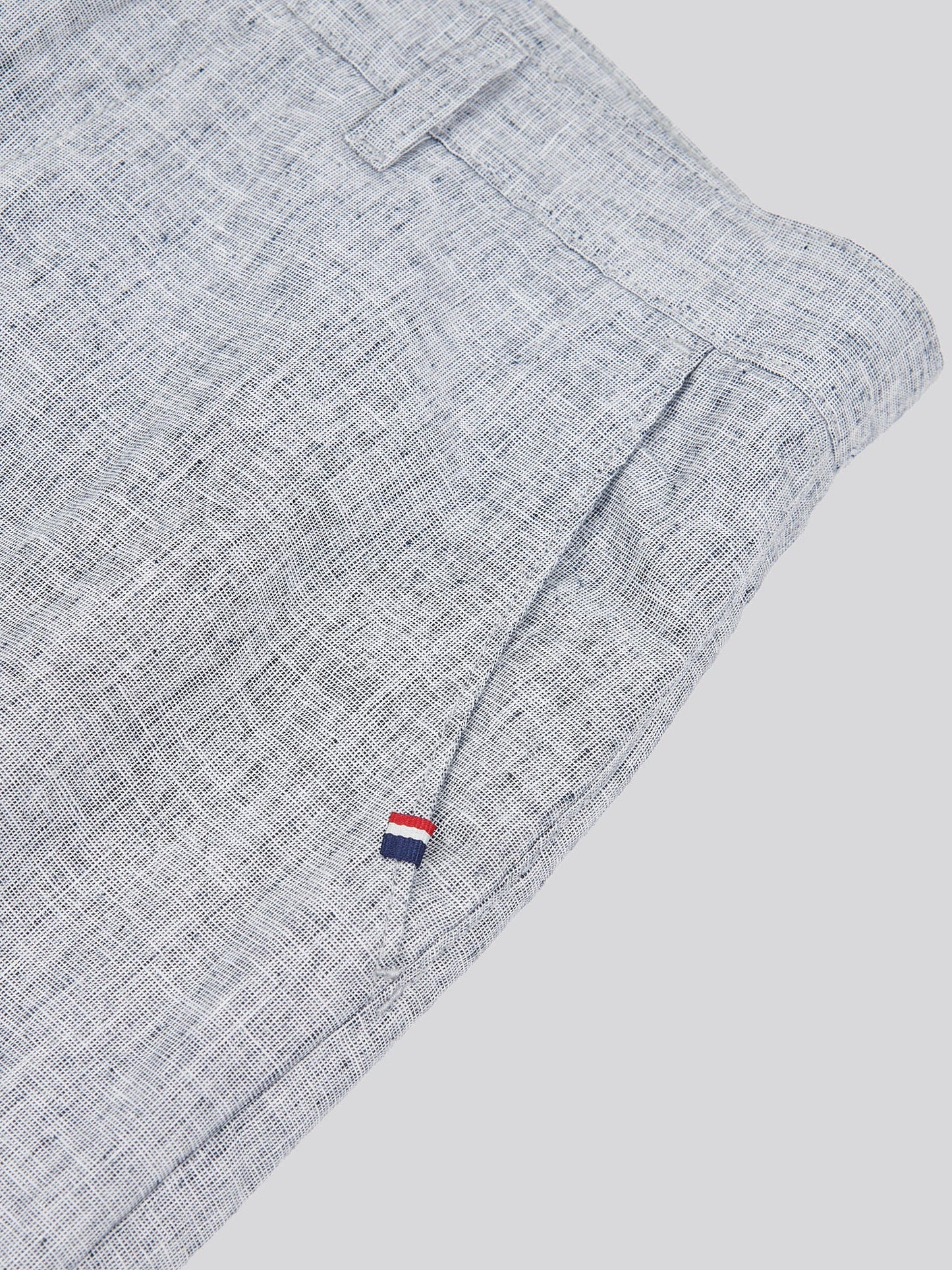 Mens Linen Blend Yarn Dyed Woven Trouser in Dark Sapphire Navy / Moonlight Blue DHM