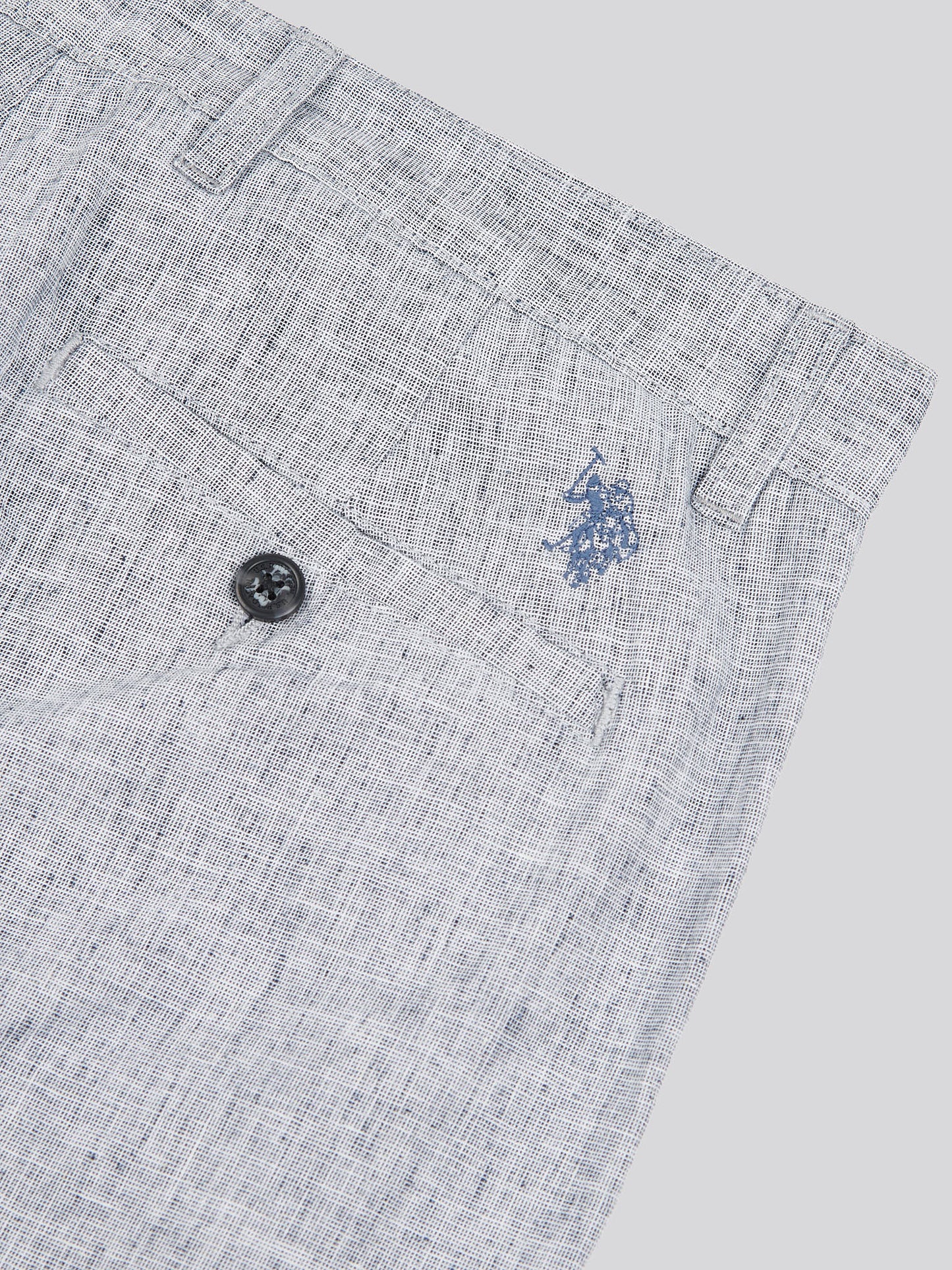 Mens Linen Blend Yarn Dyed Woven Trouser in Dark Sapphire Navy / Moonlight Blue DHM