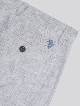 Mens Linen Blend Yarn Dyed Woven Trouser in Dark Sapphire Navy / Moonlight Blue DHM