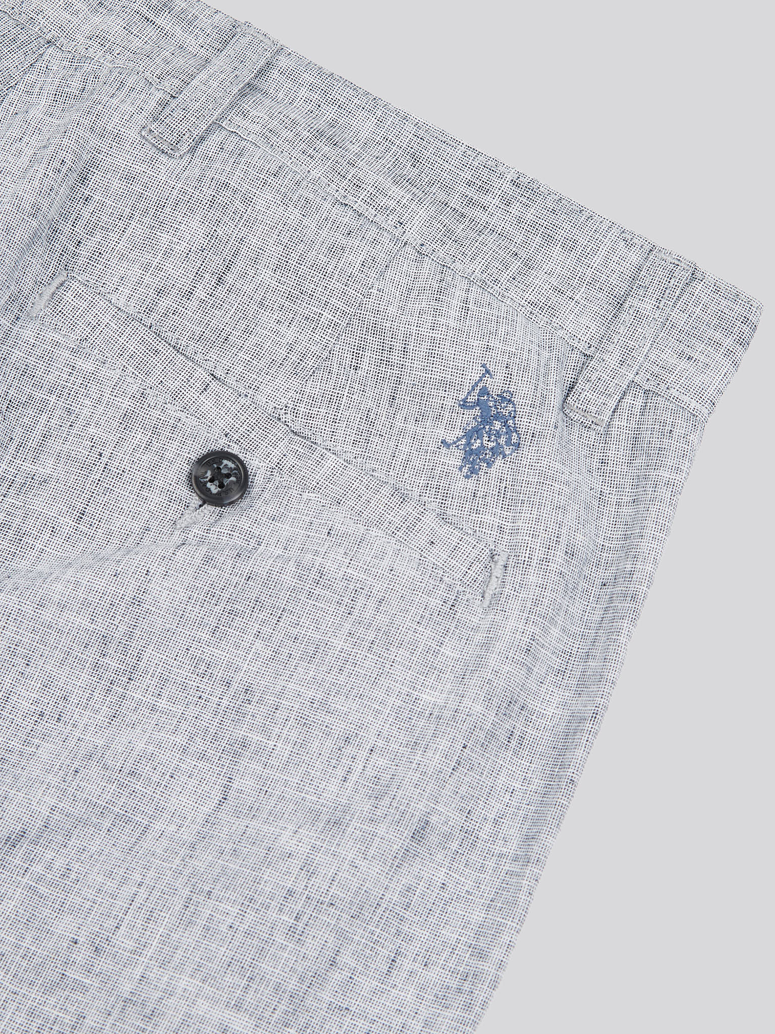 Mens Linen Blend Yarn Dyed Woven Trouser in Dark Sapphire Navy / Moonlight Blue DHM