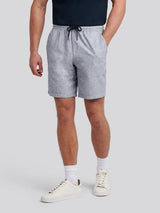 Mens Linen Blend Drawstring Short in Dark Sapphire Navy / Moonlight Blue DHM