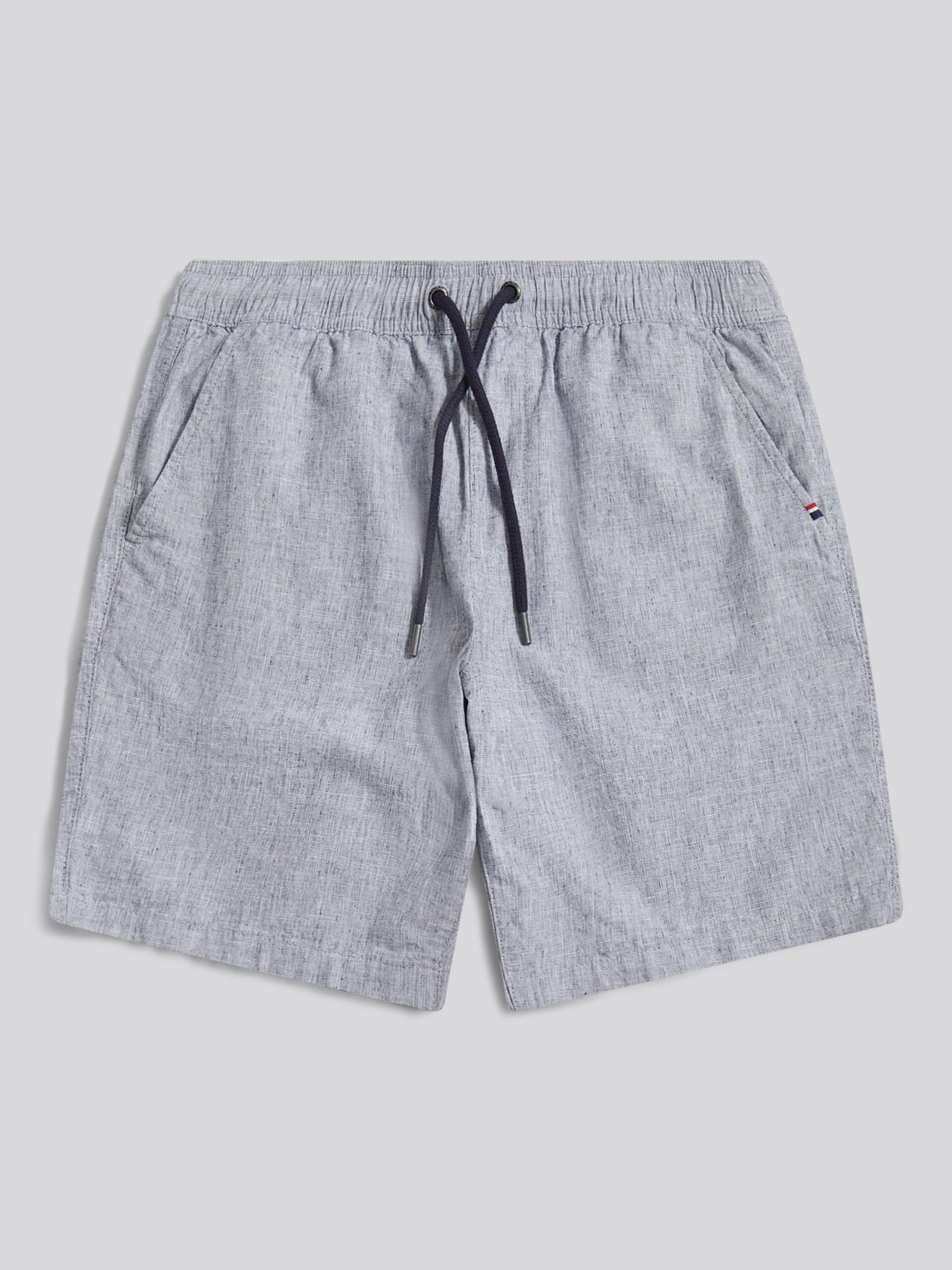 Mens Linen Blend Drawstring Short in Dark Sapphire Navy / Moonlight Blue DHM