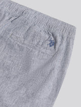 Mens Linen Blend Drawstring Short in Dark Sapphire Navy / Moonlight Blue DHM