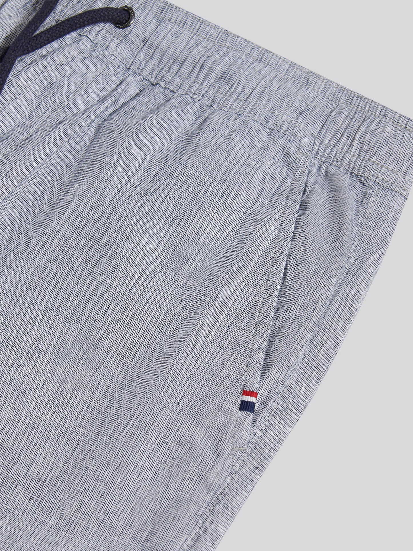 Mens Linen Blend Drawstring Short in Dark Sapphire Navy / Moonlight Blue DHM