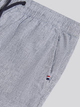 Mens Linen Blend Drawstring Short in Dark Sapphire Navy / Moonlight Blue DHM