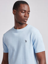 Mens Texture Double Horsemen T-Shirt in Chambray Blue