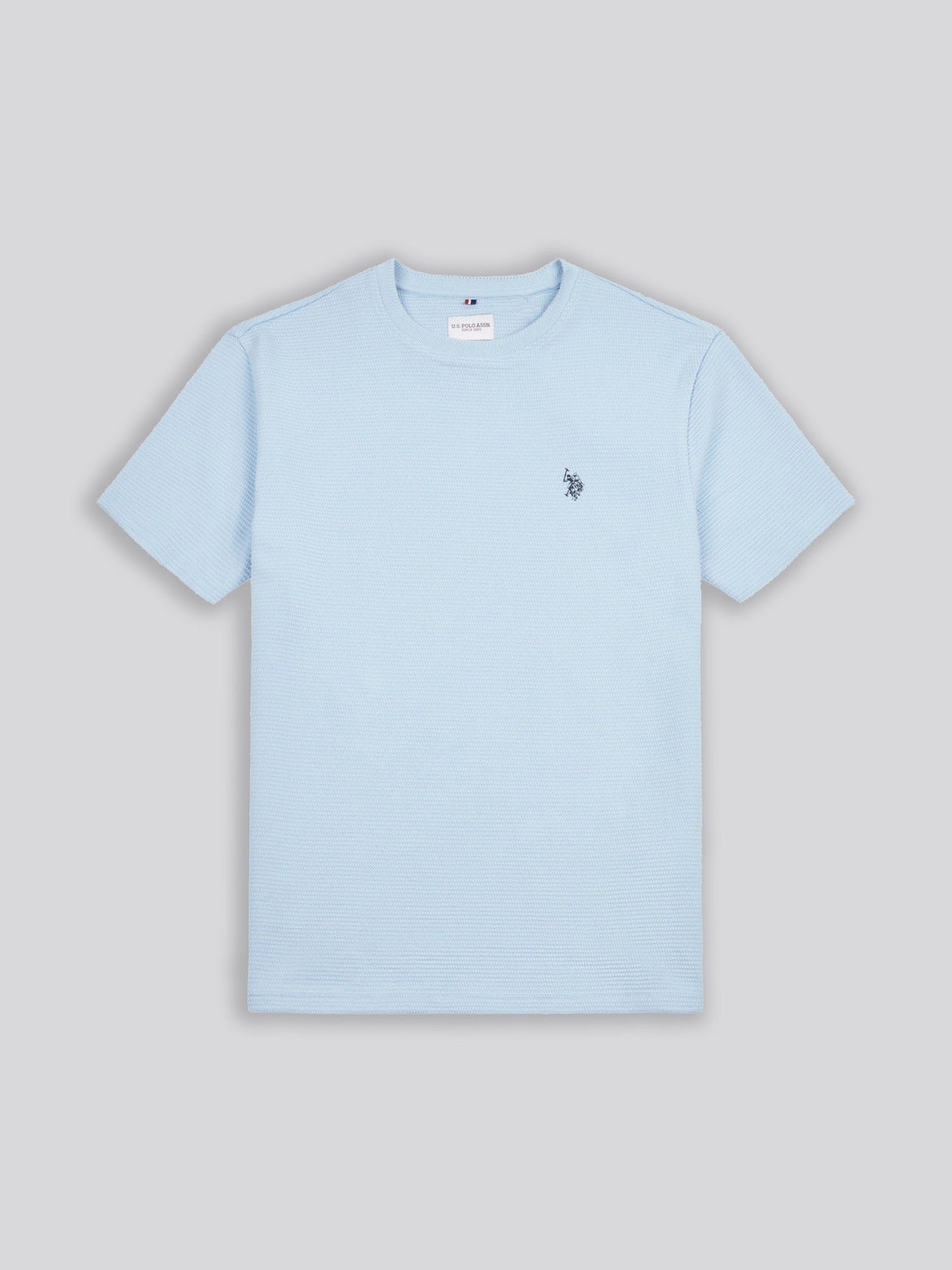 Mens Texture Double Horsemen T-Shirt in Chambray Blue