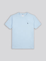 Mens Texture Double Horsemen T-Shirt in Chambray Blue