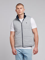 Mens Reversible Clean Front Jersey Lined Gilet in Dark Sapphire Navy / Moonlight Blue DHM